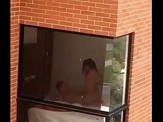 Couple caught fucking skim through window